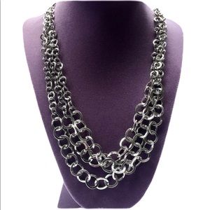 Silver 3-Tiered Chain Necklace